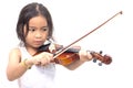 Asian boy playing violin in undershirt Royalty Free Stock Photo