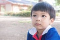 Asian boy portrait in the park Royalty Free Stock Photo