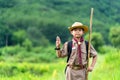 Asian boy Scout honor hand gesture