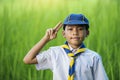Asian Boy Scouts Making An Oath