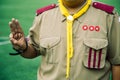 Asian boy scouts oath explained in camp activities as part of th Royalty Free Stock Photo