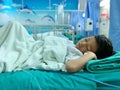 An Asian boy who is ill with Adenoid disease Royalty Free Stock Photo