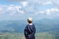 Asian boys see the mountains and the sky at Phu Rua National Park in Loei. Royalty Free Stock Photo