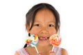 Asian broken teeth girl and big lollypop