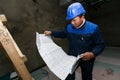 Asian builder at a construction site