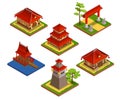 Asian Buildings Isometric Set