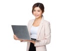 Asian business executive useing notebook computer Royalty Free Stock Photo