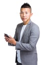 Asian business man with cellphone Royalty Free Stock Photo