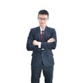 Asian Business man crossing his arms isolated on white background, clipping path inside Royalty Free Stock Photo