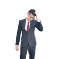 Asian Business man has headache isolated on white background, cl Royalty Free Stock Photo