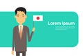 Asian Business Man Hold Japan Flag Japanese Businessman Banner With Copy Space