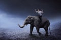 Asian business man riding elephant Royalty Free Stock Photo