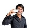 Asian business man showing namecard