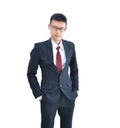 Asian Business man smiling isolated on white background, clipping path inside Royalty Free Stock Photo