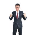 Asian Business man smiling isolated on white background, clipping path inside Royalty Free Stock Photo