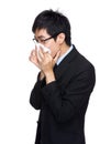 Asian business man sneeze Royalty Free Stock Photo