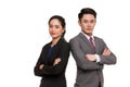 Asian business people stand back to back together Royalty Free Stock Photo