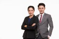 Asian business people stand back to back together Royalty Free Stock Photo