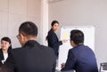 Asian business present in board room meeting,Team group discussing together in conference at office,Business people event training Royalty Free Stock Photo