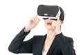 Asian business woman communication by VR headset glasses Royalty Free Stock Photo