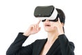 Asian business woman communication by VR headset glasses Royalty Free Stock Photo