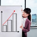 Asian business woman draw chart Royalty Free Stock Photo