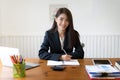 Asian business woman executives discussing financial reports Royalty Free Stock Photo