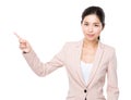 Asian business woman finger point aside Royalty Free Stock Photo