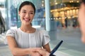 Asian business woman handshake Royalty Free Stock Photo