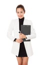 Asian Business Woman holding Clipboard. Royalty Free Stock Photo