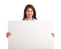 Asian business woman holding white board. Royalty Free Stock Photo