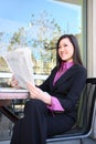 Asian Business Woman Reading Newspaper Royalty Free Stock Photo
