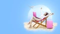 Asian business woman relax when working with laptop sitting in the beach chair Royalty Free Stock Photo