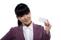 Asian Business Woman Showing Name Card Royalty Free Stock Photo