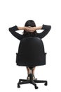 Asian business woman sitting backview