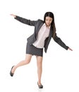 Asian business woman standing on precipice Royalty Free Stock Photo