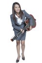 Asian business woman in suit playing guitar Royalty Free Stock Photo