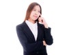 Asian business woman thinking isolalted. Royalty Free Stock Photo