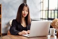 Asian business woman working in laptop in office. Japanese businesswoman Royalty Free Stock Photo