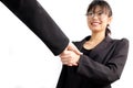 Asian business women shake hand with partner job success Royalty Free Stock Photo