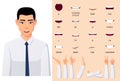 Asian businessman Character Lip-syn and Mouth animation set Royalty Free Stock Photo