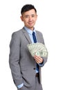 Asian businessman hold with cash Royalty Free Stock Photo