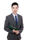 Asian businessman holding clipboard Royalty Free Stock Photo