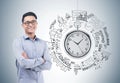 Asian businessman and time management Royalty Free Stock Photo