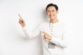 Asian businessman was pointing his hands up and smiling confidently Royalty Free Stock Photo