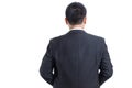 Asian businessman wear black suit Stand up to the back with crossed arms and look at the left hand side. Royalty Free Stock Photo