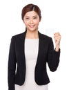 Asian Businesswoman with arm fist for cheering up