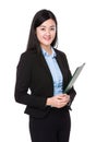 Asian businesswoman hold with file pad Royalty Free Stock Photo