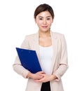 Asian businesswoman hold with note pad Royalty Free Stock Photo