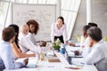 Asian Businesswoman Leading Meeting At Boardroom Table Royalty Free Stock Photo